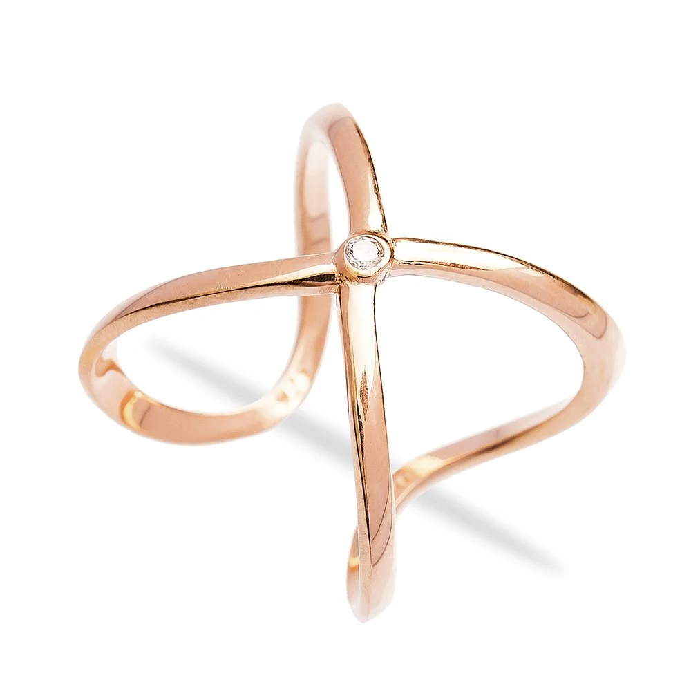 Cross Design Wholesale Clear Zircon Stone Adjustable Ring