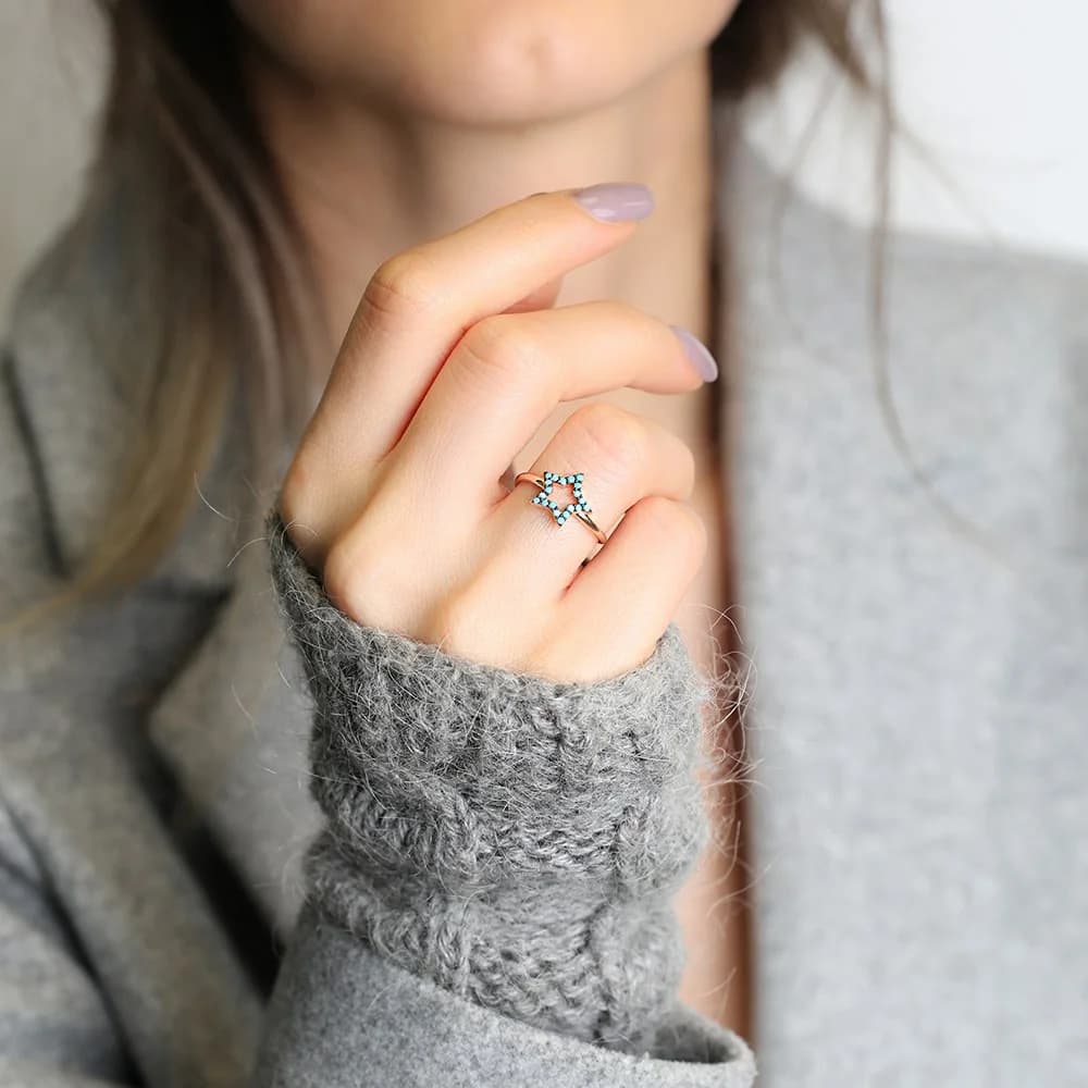 Turquoise Star Design Ring Wholesale Handmade 925 Sterling Silver Jewelry