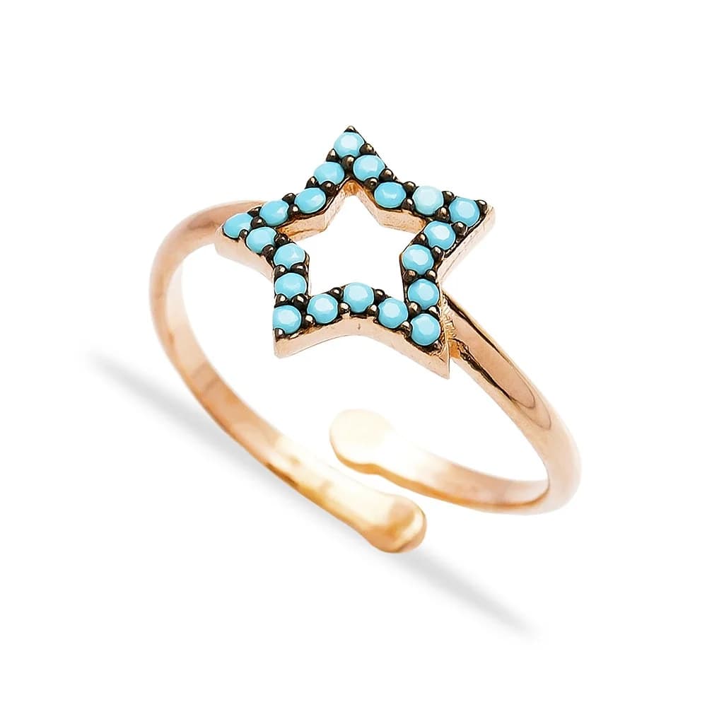 Turquoise Star Design Ring Wholesale Handmade 925 Sterling Silver Jewelry