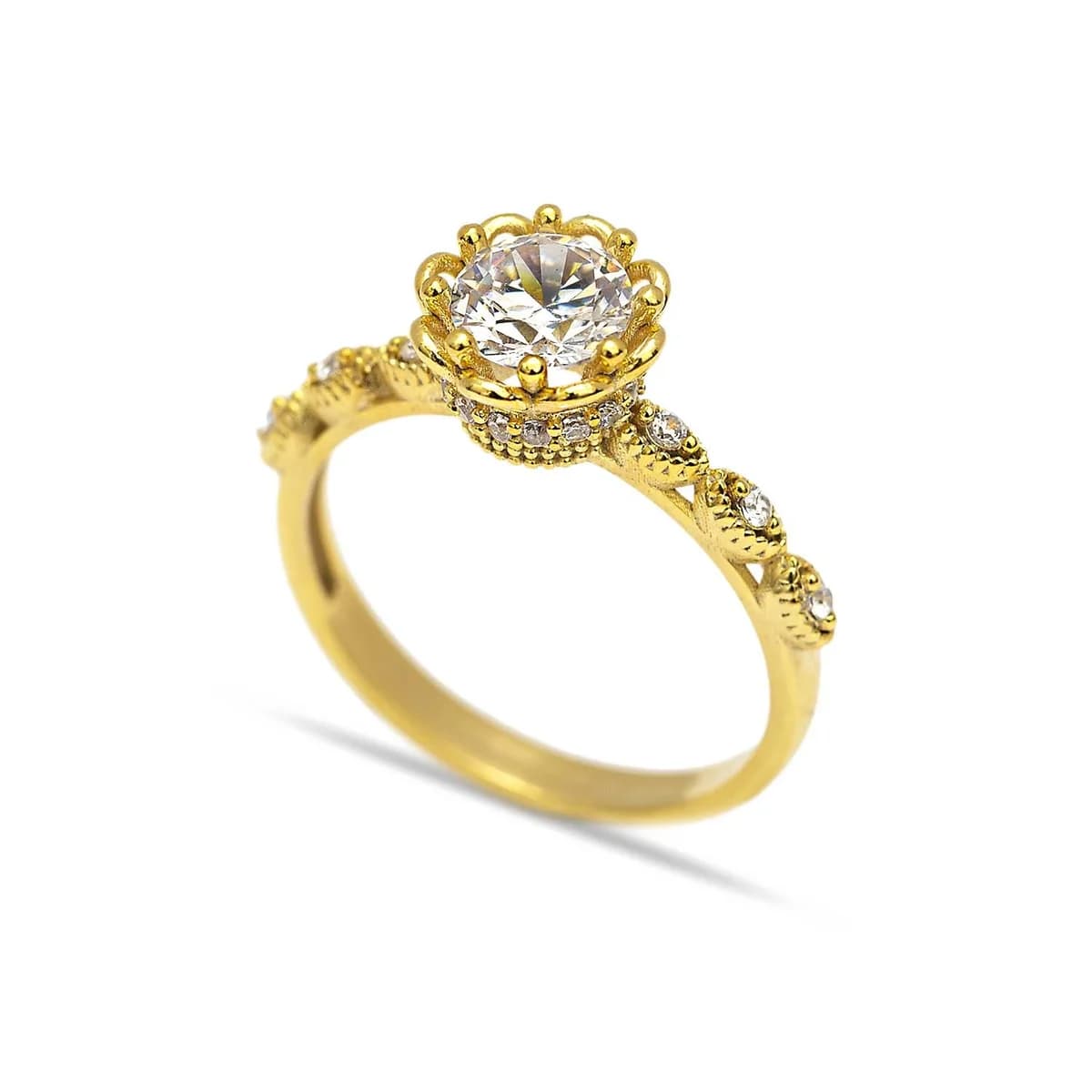 Bloom Solitaire CZ Stone 925 Silver Ring
