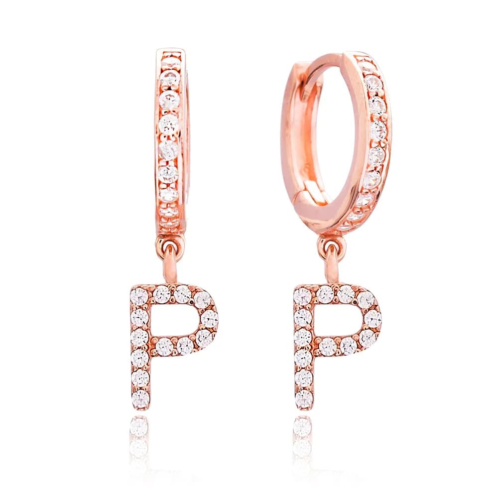 Letter P Dangle Earring Wholesale Handmade Turkish 925 Silver Sterling Jewelry