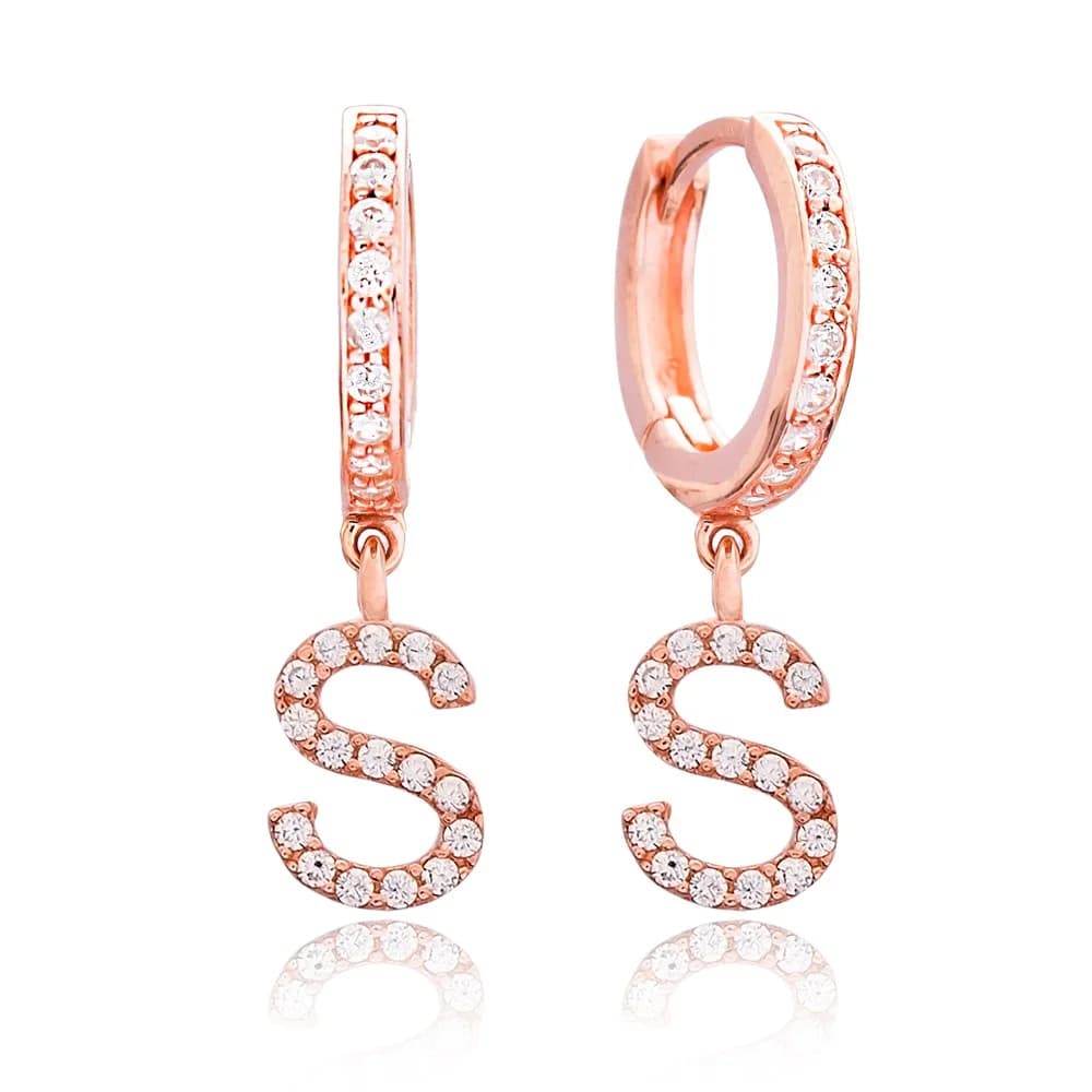 Letter S Dangle Earring Wholesale Handmade Turkish 925 Silver Sterling Jewelry