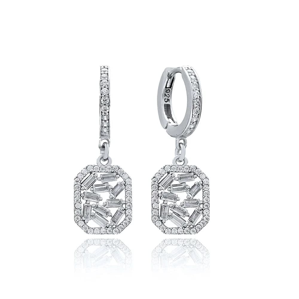 Zircon Stone Dainty Dangle Earring Wholesale Handmade 925 Sterling Silver Jewelry