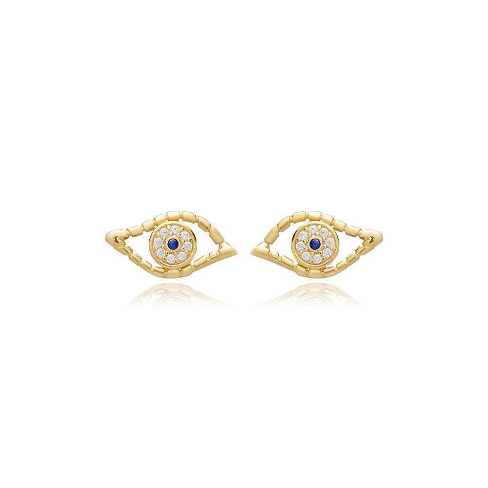 Evil Eye Design Silver 925 Stud Earrings