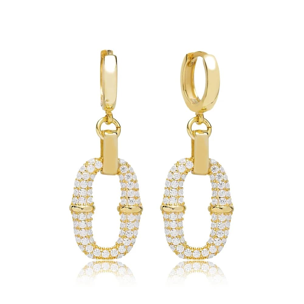 Shiny Zircon Stone Irresistible Charm Earring Turkish Wholesale Handmade 925 Sterling Silver Jewelry