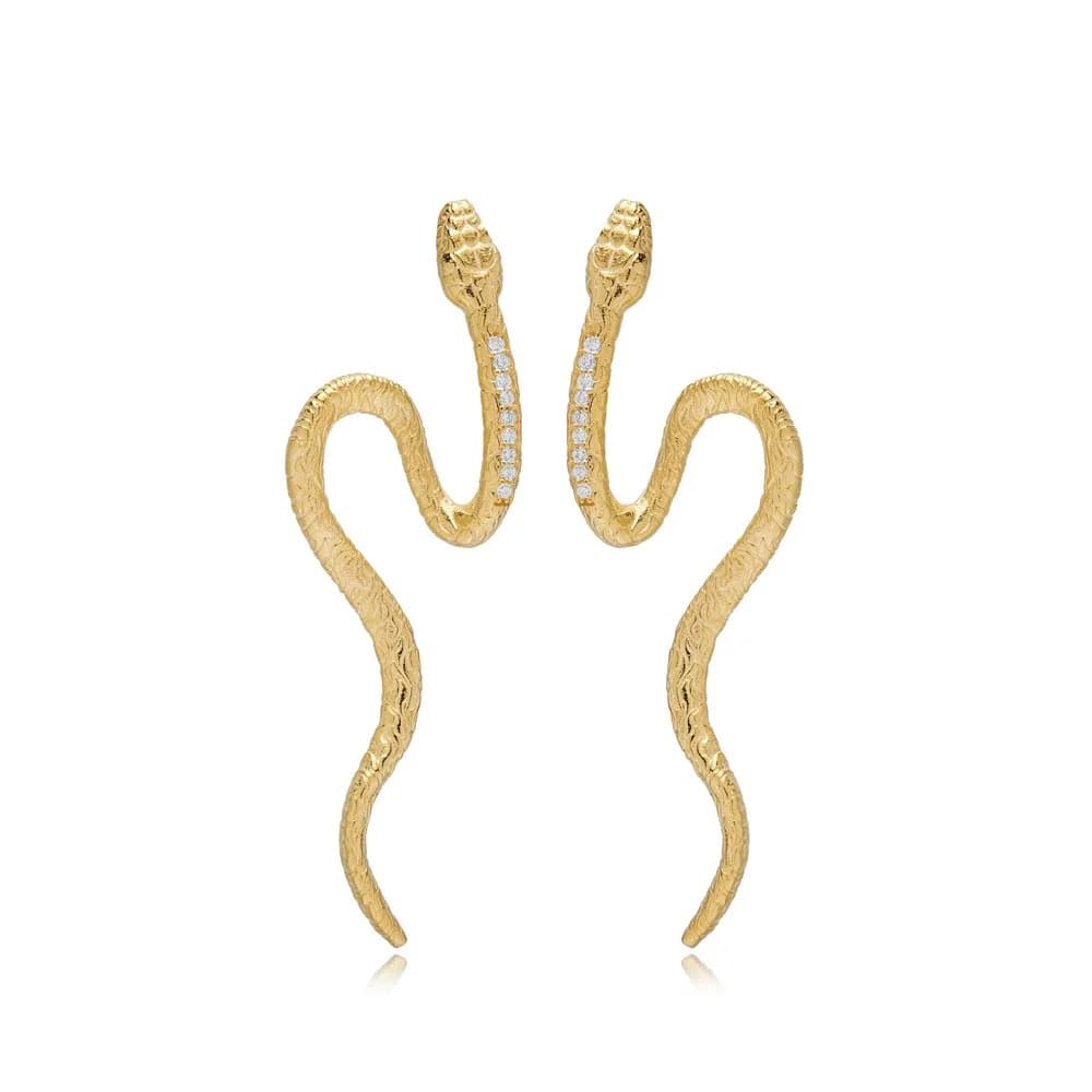 Snake Design Zircon Stone Stud Earrings