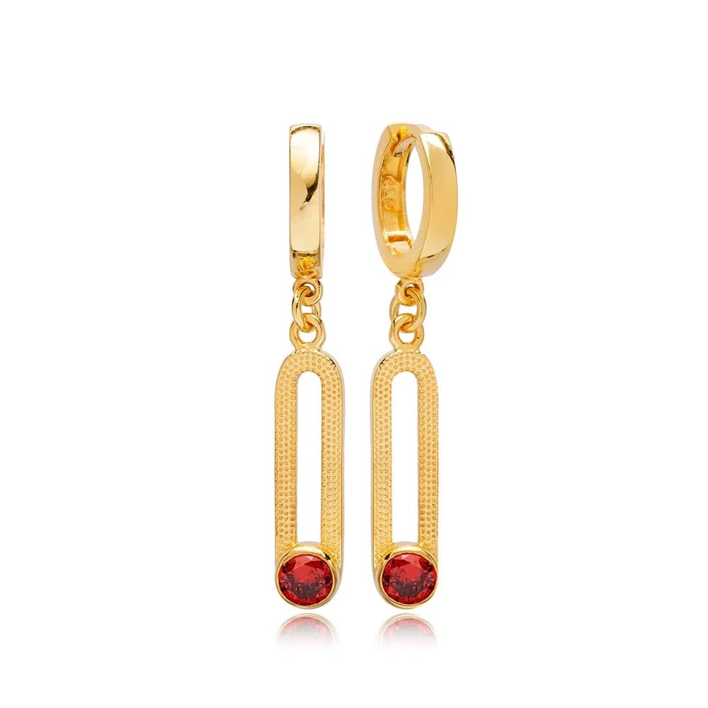 January Birthstone Ø12 mm Garnet Dangle Earrings