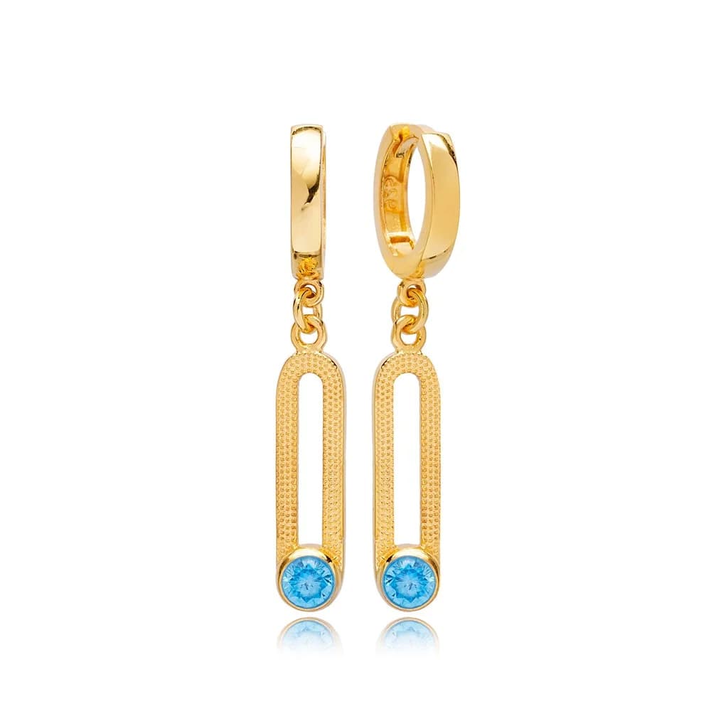 925 March Blue Aquamarine Ø12mm Dangle Earrings