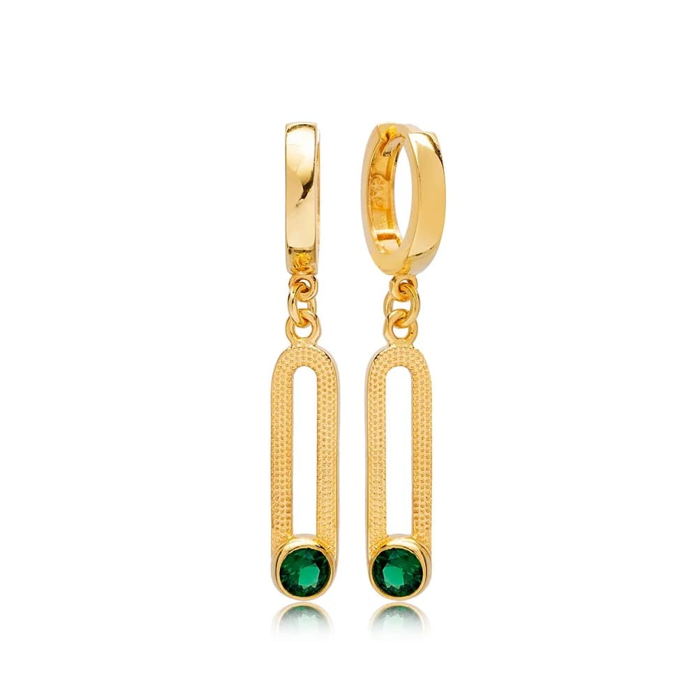 Emerald Ø12 mm Dangle Earrings 925 Silver