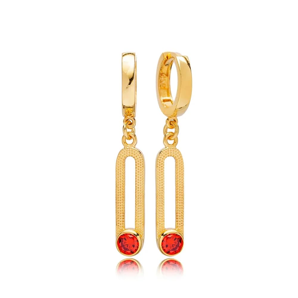 Orange Quartz Ø12mm Dangle Earrings 925 Jewelry