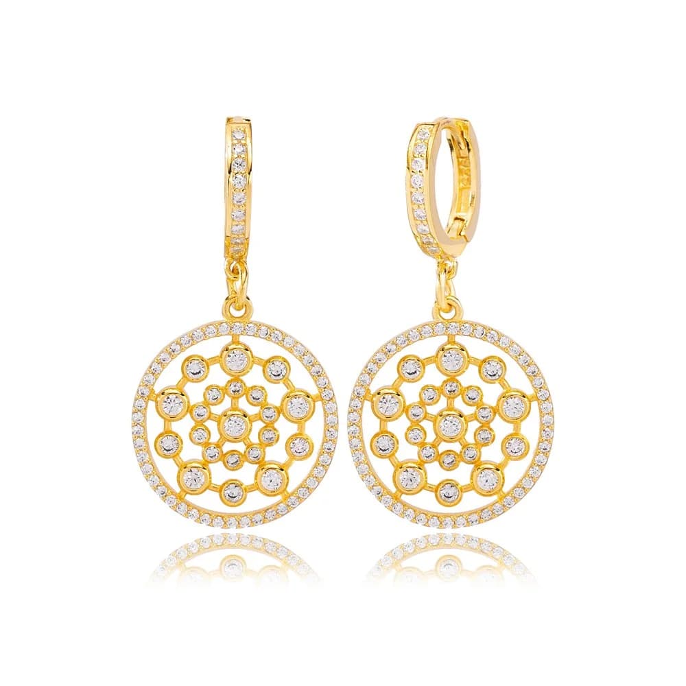 Round CZ Dangle Earring Wholesale 925 Sterling Silver Jewelry
