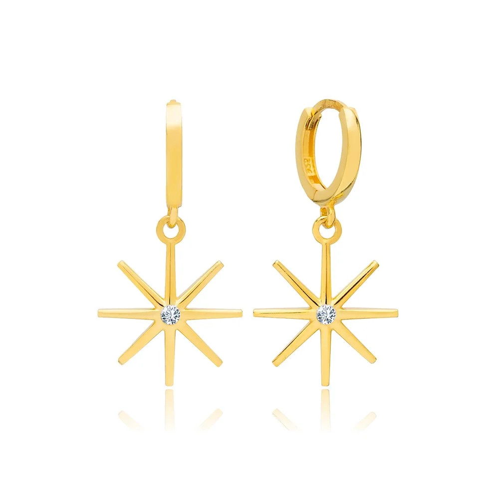 Trendy Stick Star Shape Turkish Wholesale Handmade 925 Sterling Silver Dangle Woman Earrings