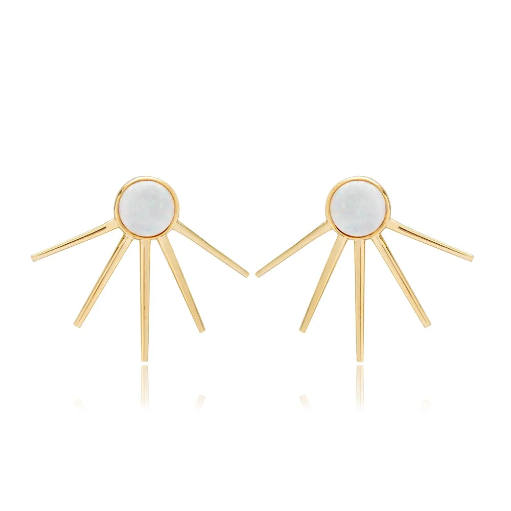 White Opal Unique Design Dainty Stud Earrings Wholesale 925 Sterling Silver Jewelry