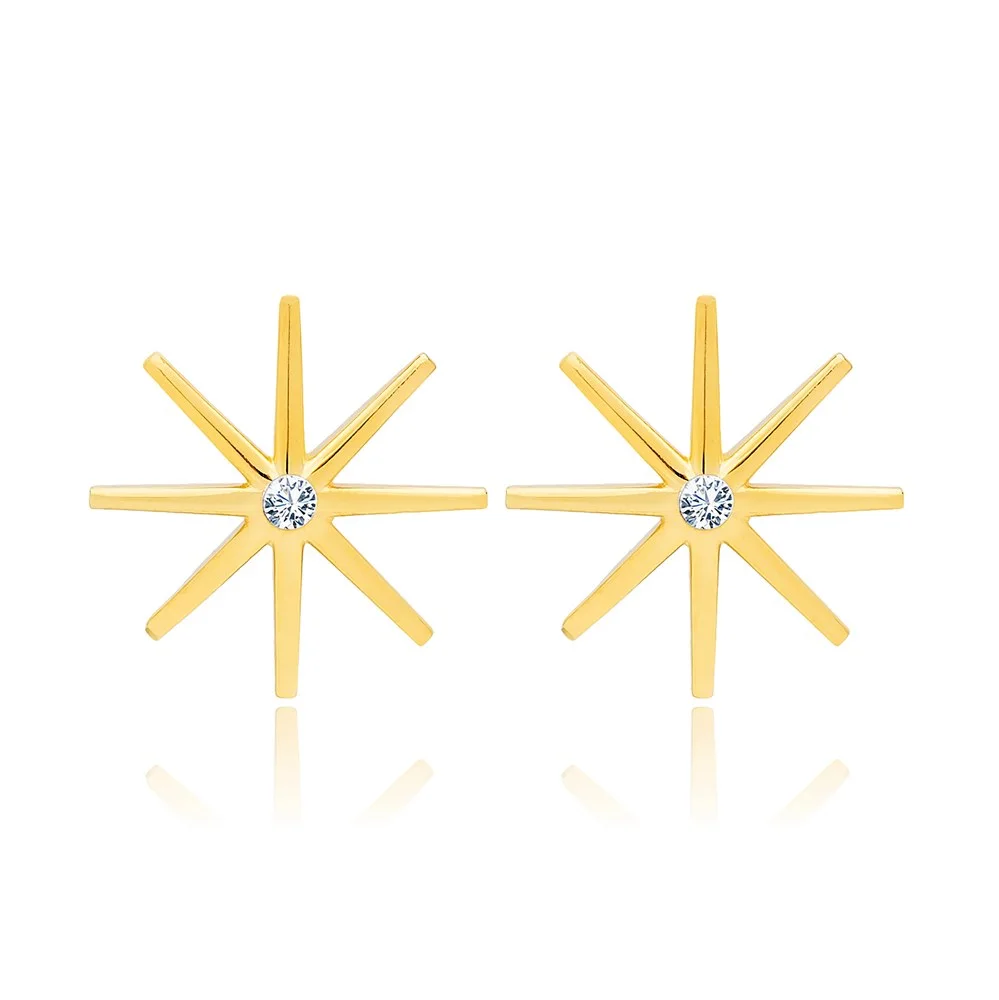 Trendy North Star Design Zircon Stud Earrings Wholesale Turkish Handmade 925 Sterling Silver Jewelry