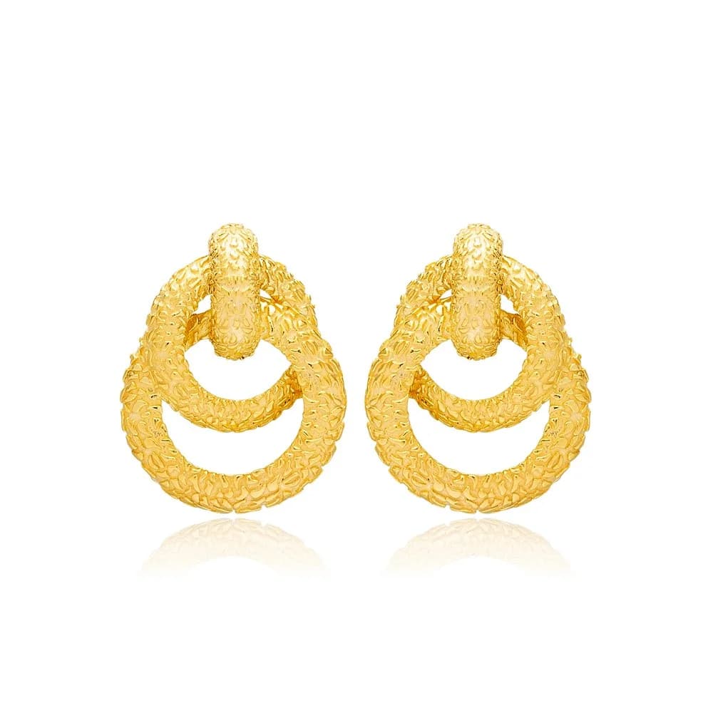 Intertwined Round Charm Stud Textured Earrings Turkish Wholesale 925 Sterling Silver Jewelry