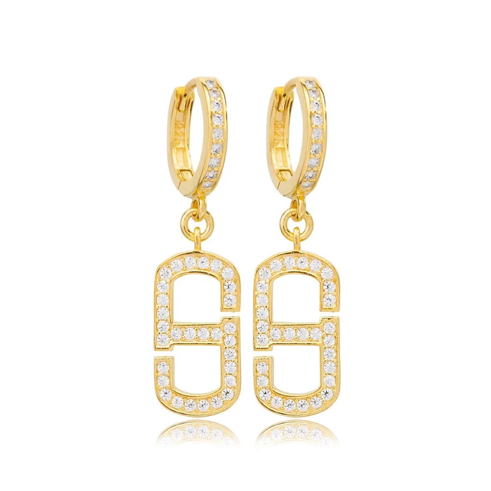 CZ Stone Geometric Design Dangle Earrings Wholesale Turkish 925 Sterling Silver Jewelry