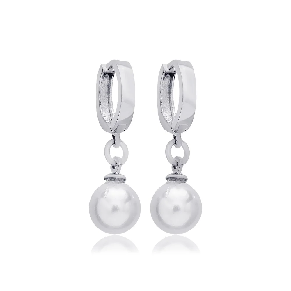 Pearl Design Dangle Earrings For Woman Turkish Handmade Wholesale 925 Sterling Silver Jewelry