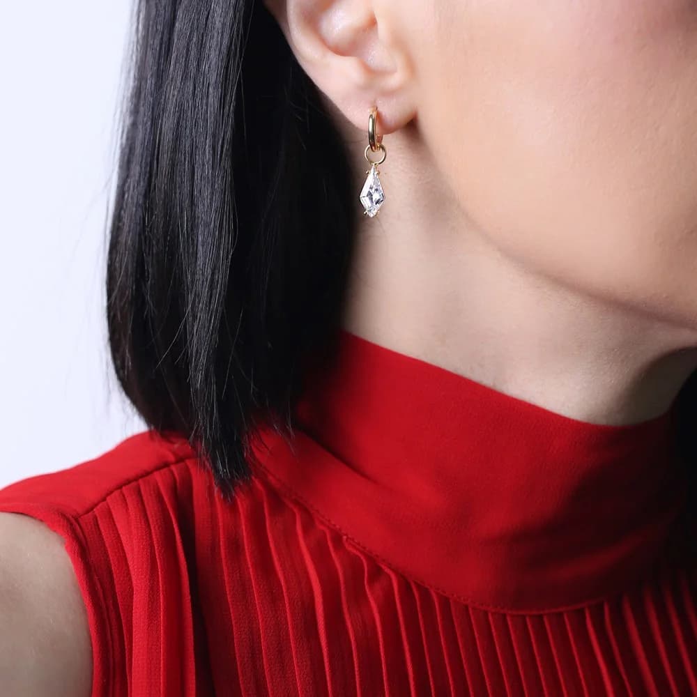Elegant Marquise Shape Zircon Stone Dangle Earrings Turkish Handcrafted Wholesale 925 Sterling Silver Jewelry