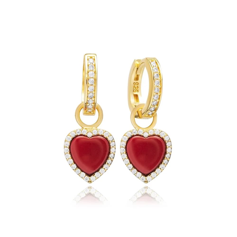 8x8 mm Red Stone Wholesale Silver Dangle Earrings