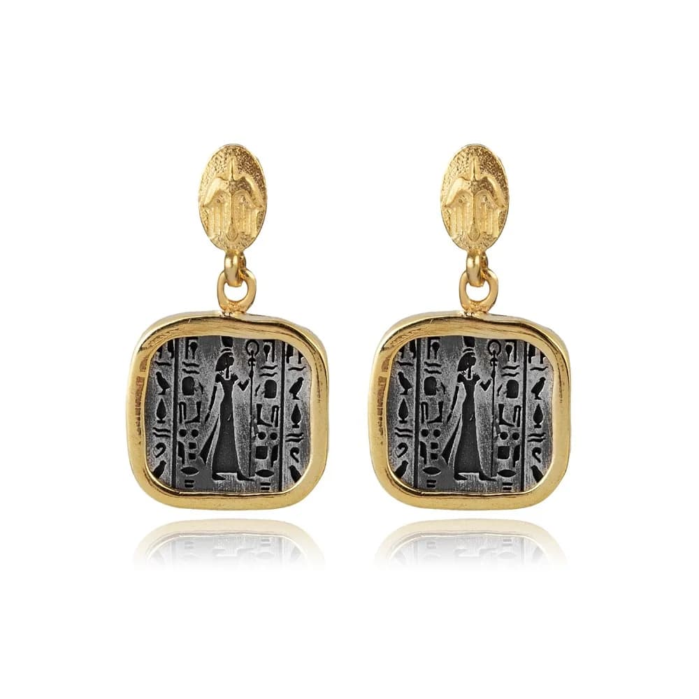 Nefertiti Design 925 Silver Cluster Earring