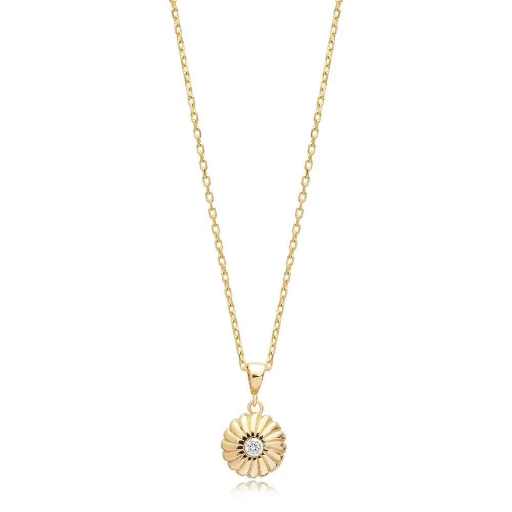 Flower Design Elegant CZ Stone Silver Charm Pendant Jewelry