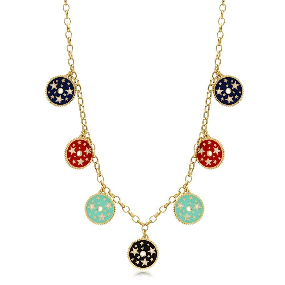 Enamel Shaker Charm Necklace Wholesale 925 Sterling Silver Jewelry