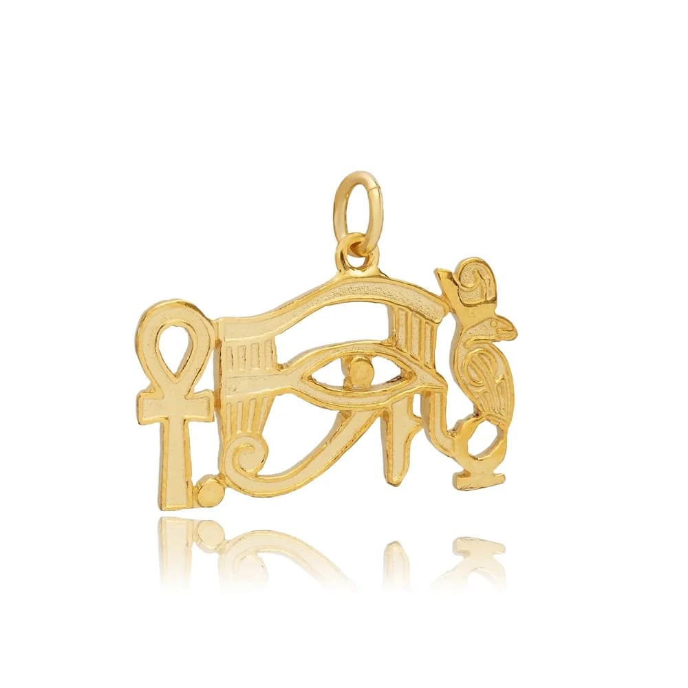 Eye of Ra With Ankh Silver Pendant Charm