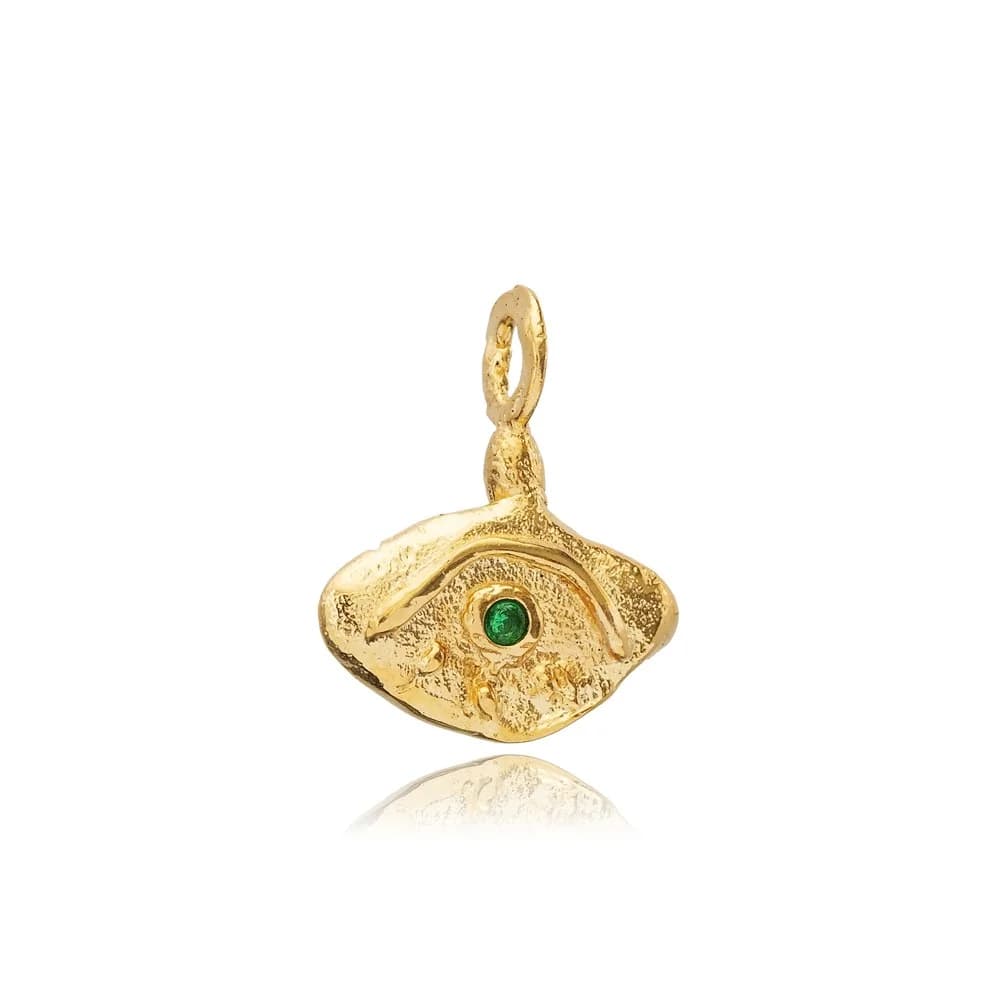 Emerald CZ Evil Eye Design Pendant Charm