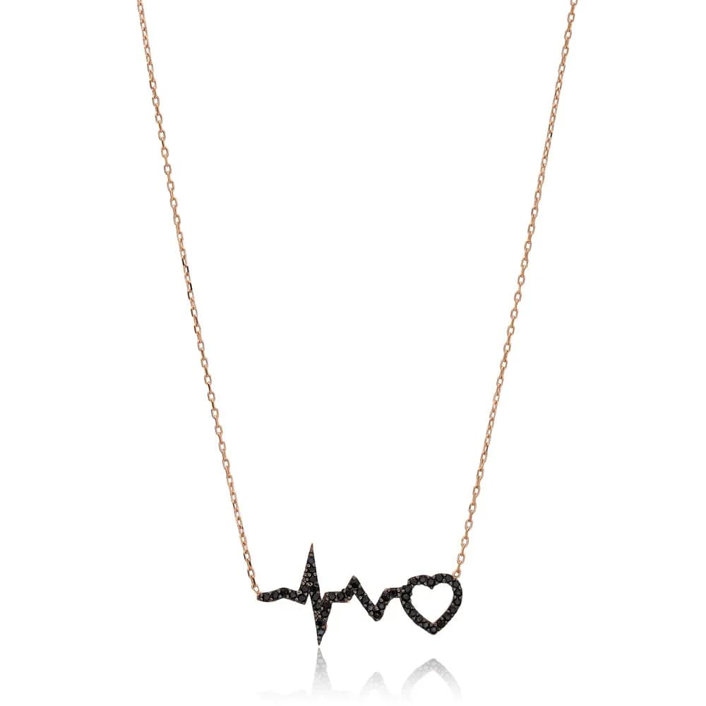 Pave Zircon Sterling Silver Heartbeat Charm Pendant