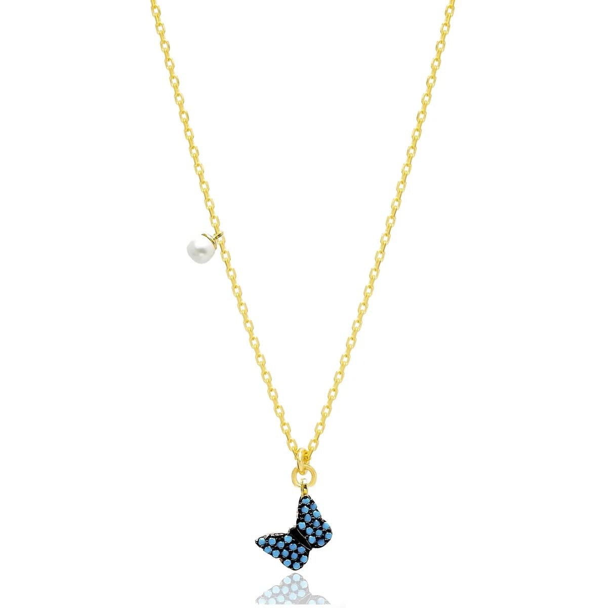 Nano Turquoise Minimalist Turkish Wholesale Silver Butterfly Pendant