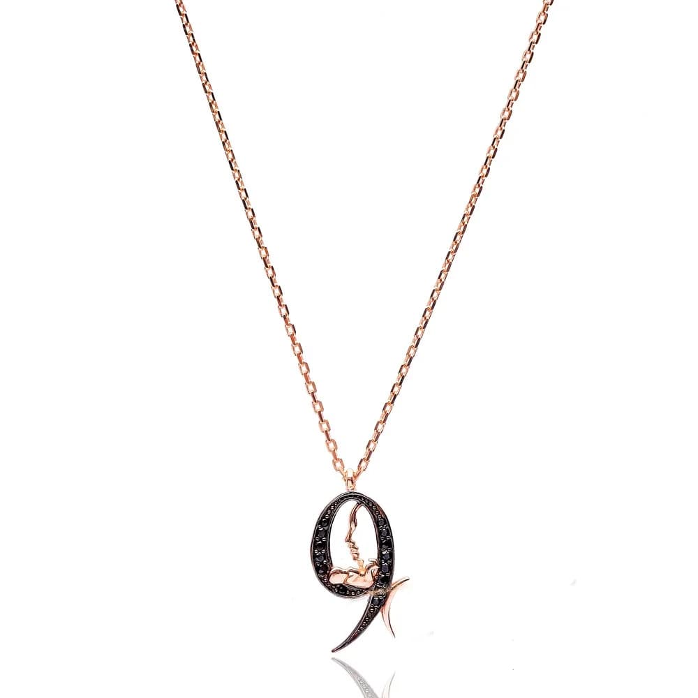Black Zircon Baby Mother Necklace Turkish Wholesale Handcrafted 925k Sterling Silver Pendant