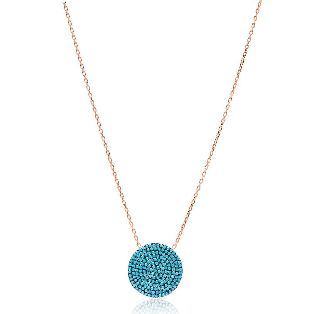 Round Nano Turquoise Turkish Wholesale Silver Pendant