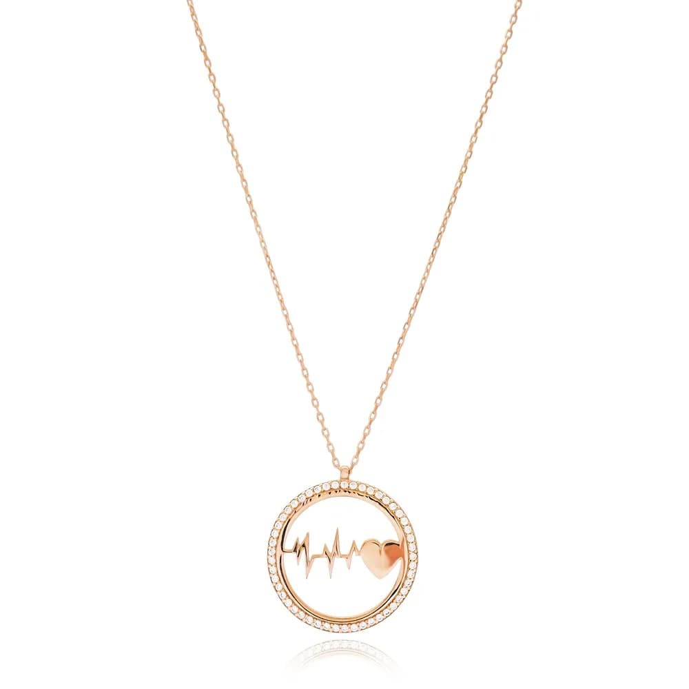 Heart And Heartbeat Pendant Turkish Wholesale 925 Sterling Silver Handmade Jewelry