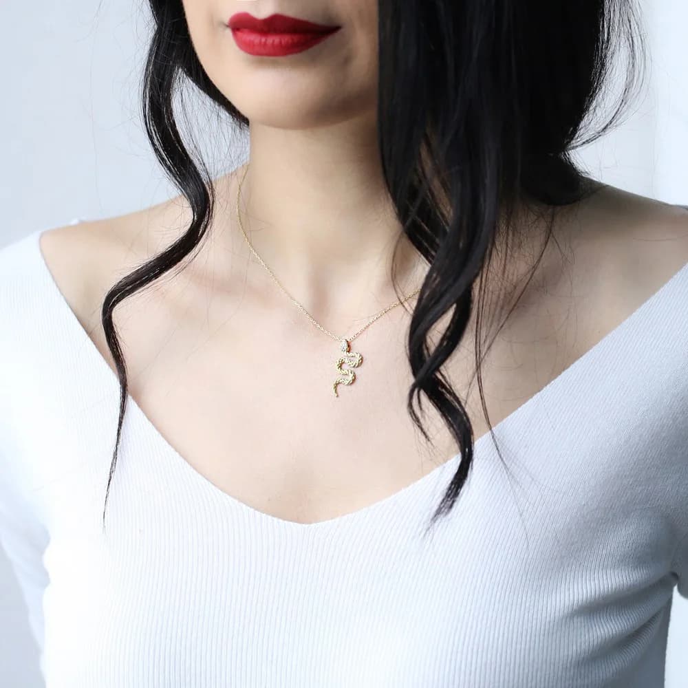 Snake Design Pendant Turkish Wholesale 925 Sterling Silver Jewelry
