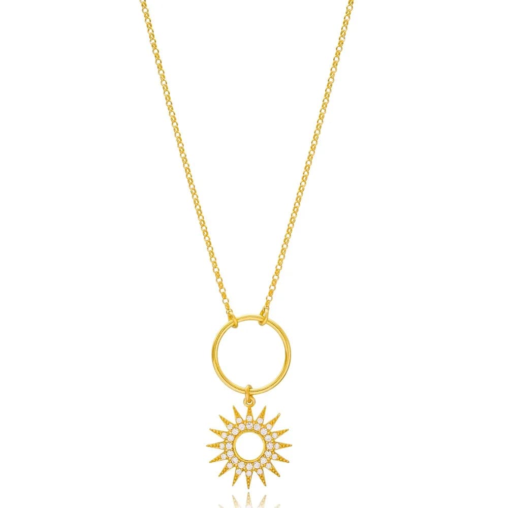 Sun Design Hollow Pendant Turkish Wholesale 925 Sterling Silver Jewelry