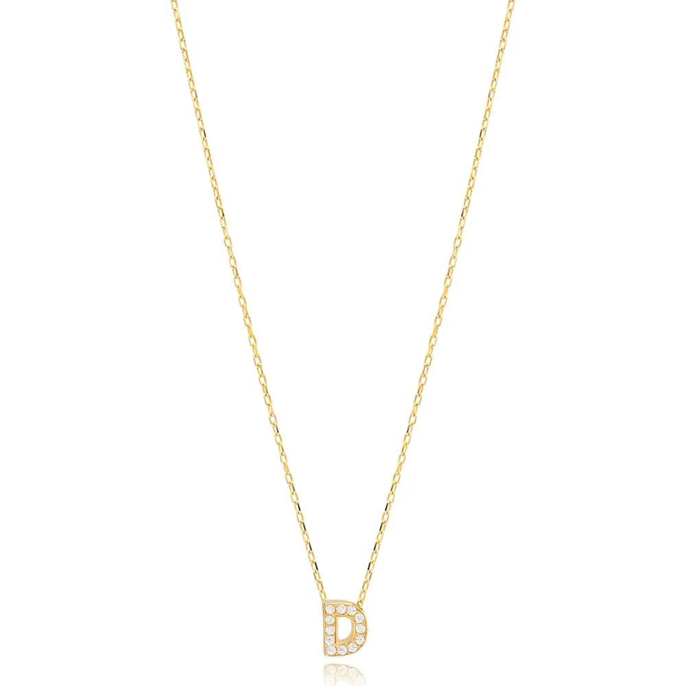 Initial Alphabet letter D Charm Zircon Stone Pendant. Wholesale 925 Sterling Silver Jewelry