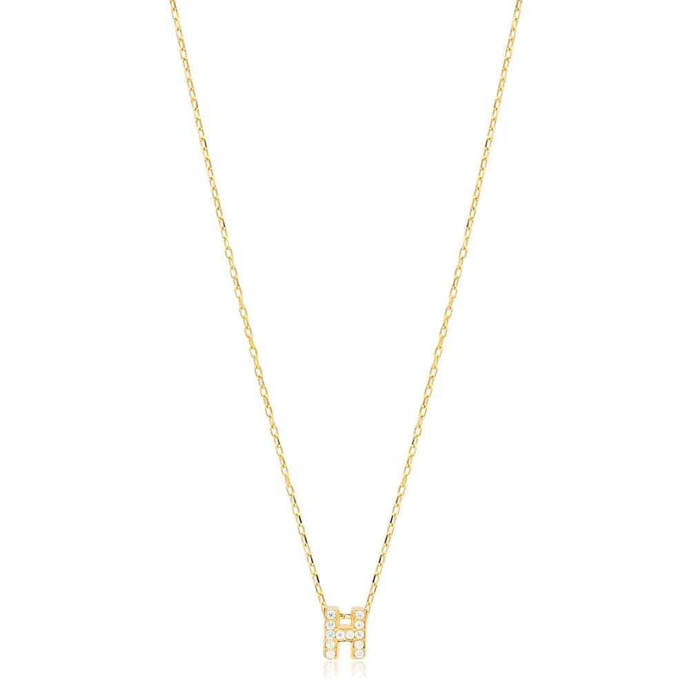 Initial Alphabet letter H Charm Zircon Stone Pendant. Wholesale 925 Sterling Silver Jewelry
