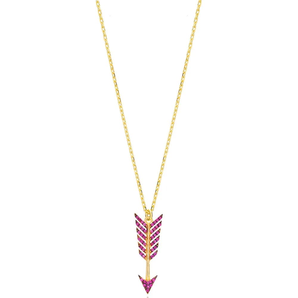 Ruby Arrow Charm Pendant Turkish Handmade 925 Sterling Silver Jewelry