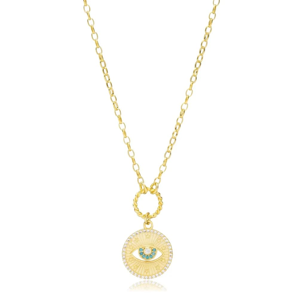 Medallion Evil Eye Pendant Charm Necklace
