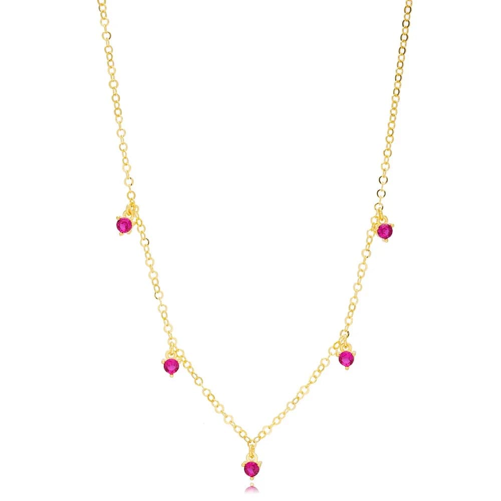 Ruby Stone Minimalist Women Shaker Necklace Pendant Turkish Wholesale 925 Sterling Silver Jewelry