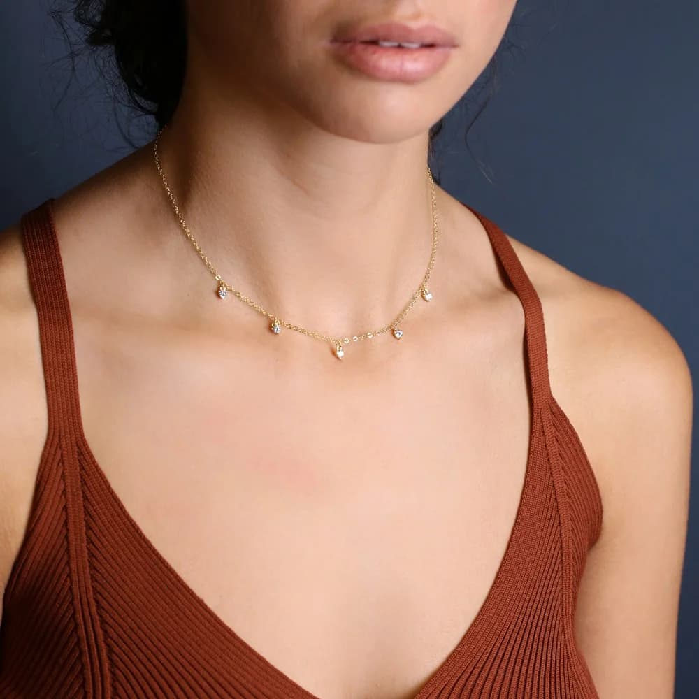 Clear Zircon Stone Minimalist Women Shaker Necklace Pendant Turkish Wholesale 925 Sterling Silver Jewelry