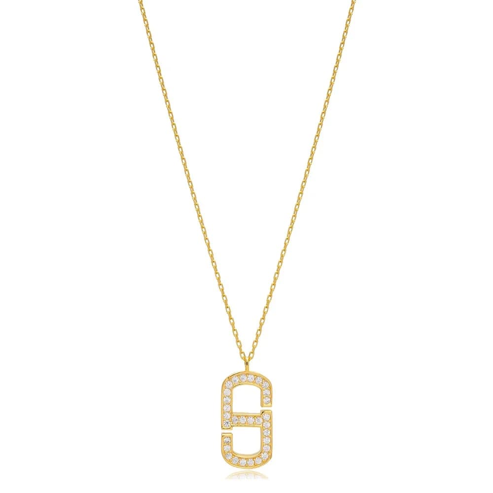 Zircon Stone Geometric Design Charm Pendant Necklace Wholesale Turkish 925 Sterling Silver Jewelry