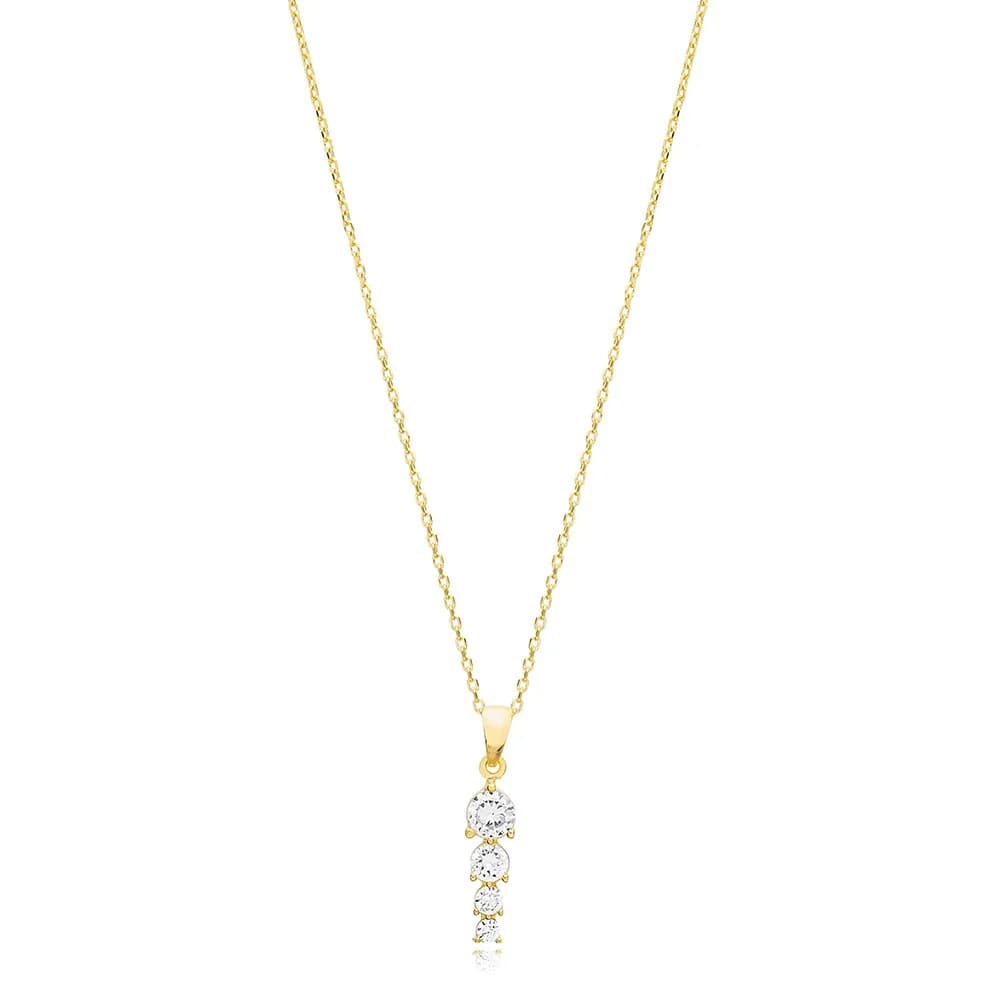 42+5 Cm Zircon Stone Round Design Charm Necklace Pendant