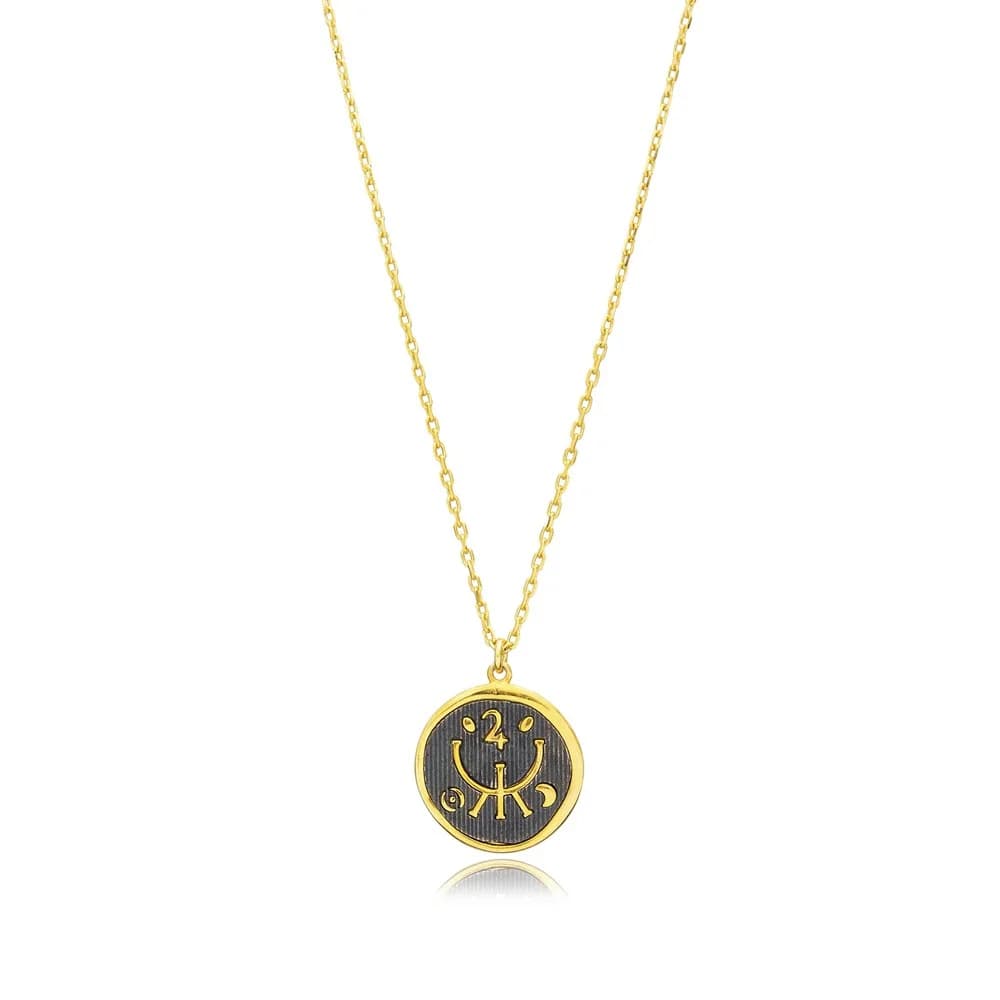 Vintage Symbolic Medallion Sterling Silver Necklace