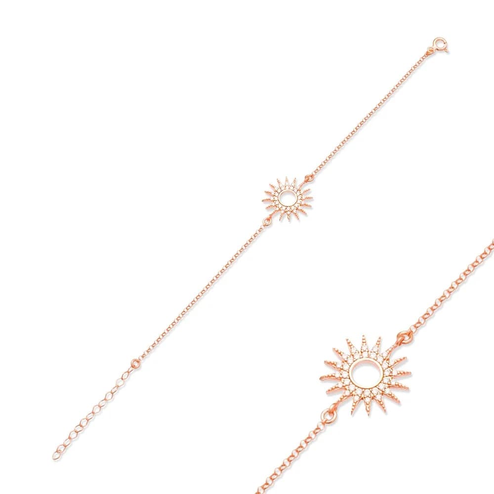 Minimalist Sun Design Bracelet Turkish Wholesale Handmade 925 Sterling Silver Jewelry