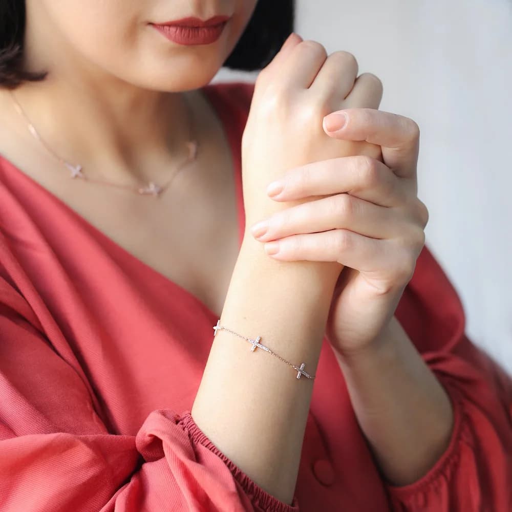 Trendy Cross Design Bracelet Wholesale Turkish 925 Sterling Silver Jewelry