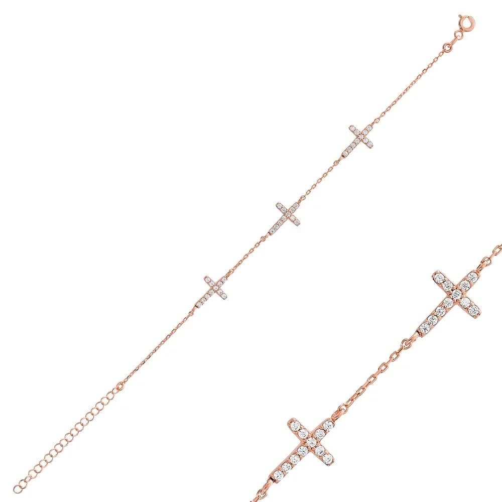 Trendy Cross Design Bracelet Wholesale Turkish 925 Sterling Silver Jewelry