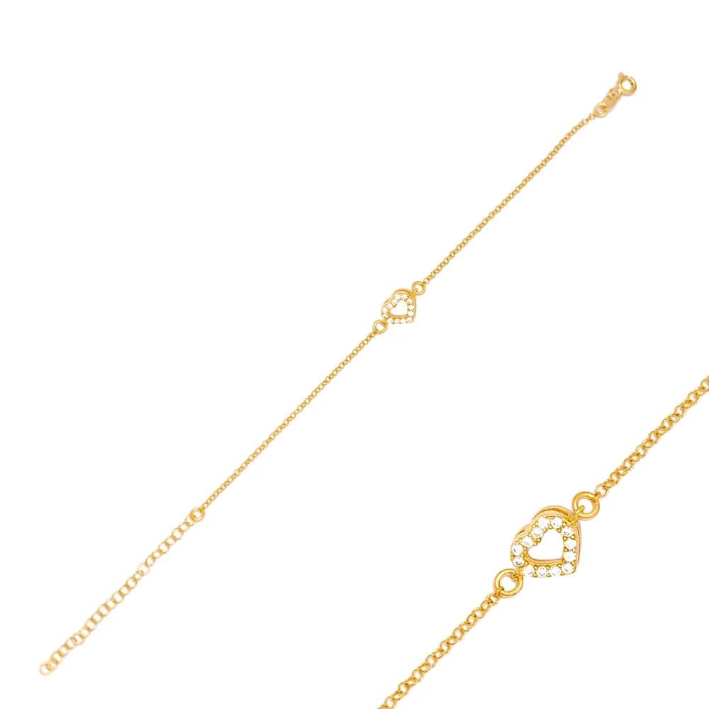 Dainty Minimalist Heart Charm Bracelet Silver Jewelry