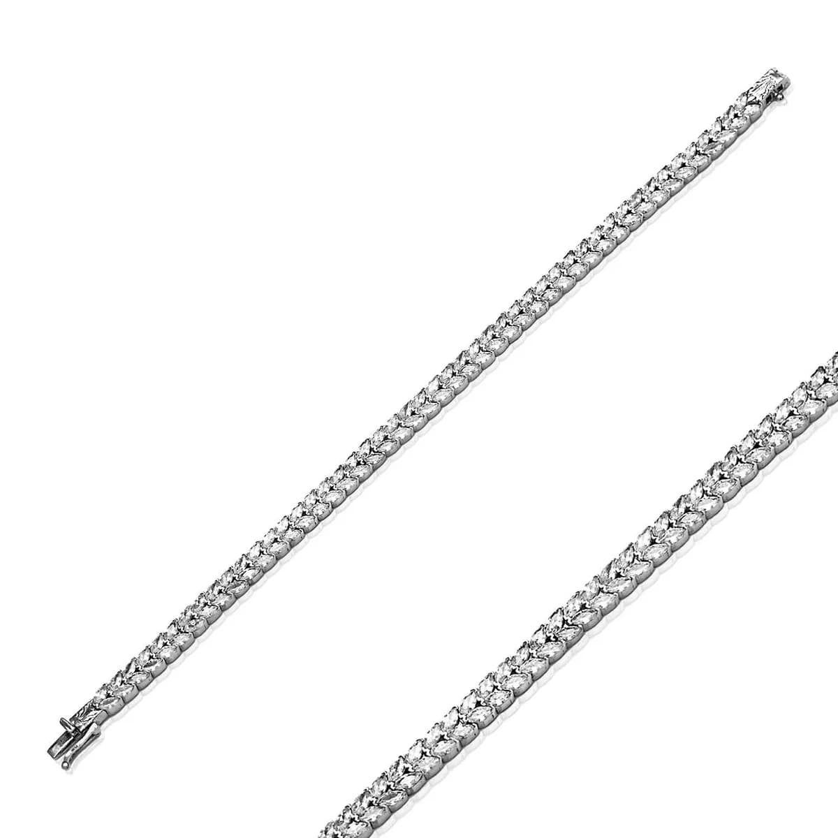 Marquise Cut Leaf 925 Silver Tennis Bracelet