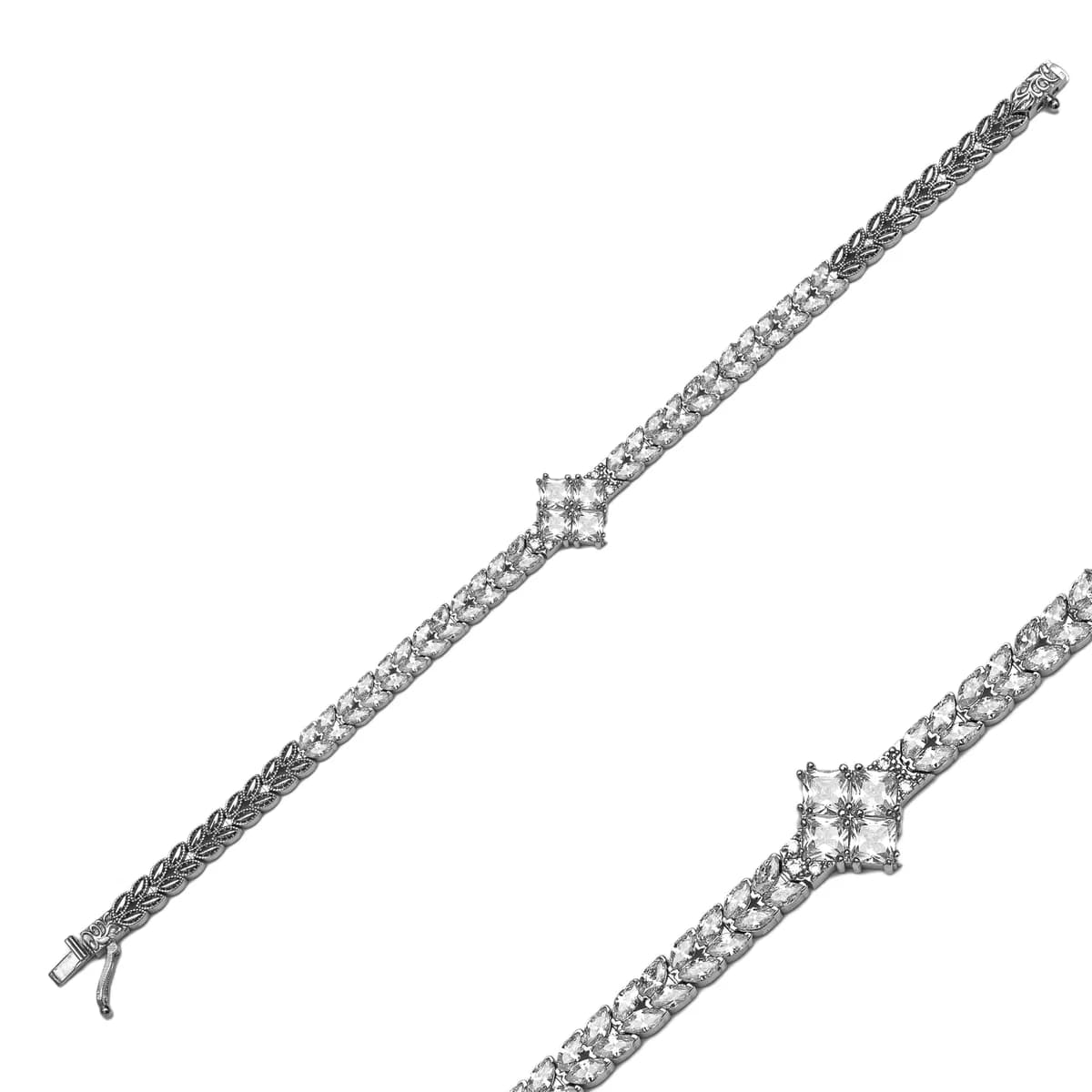 CZ Marquise Clover 925 Silver Tennis Bracelet